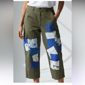 Urban Renewal Remade Embroidered Patched Baker Pant NWT size 30 in olive
